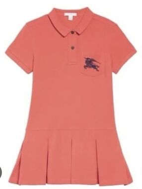 Burberry Girls' Coral Polo Dress with Embroidered Crest